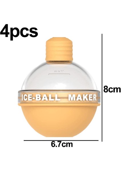 4 Paket Buz Topu Üreticisi, Viski Buz Kalıbı, Silikon Buz Küpü Tepsisi, Viski ve Kokteyller Için Küre Buz Kalıbı (Yurt Dışından)