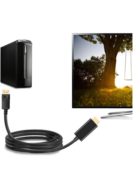 Displayport To HDMI Çevirici Dönüştürücü Kablo - 1.8 Metre