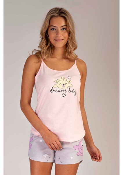 Pamuklu Kadın Ip Askılı Şortlu Pijama Takım