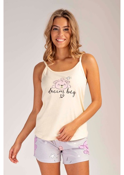 Pamuklu Kadın Ip Askılı Şortlu Pijama Takım fiyatları