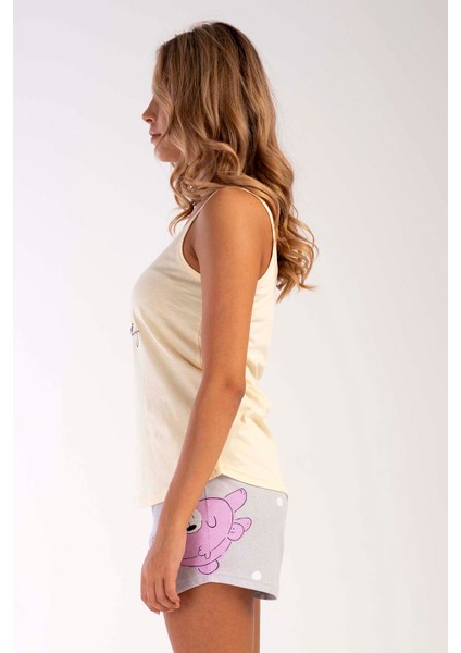 Pamuklu Kadın Ip Askılı Şortlu Pijama Takım modelleri