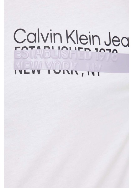 Logolu Bisiklet Yaka Pamuk Oversize T Shirt J30J323522YAF Erkek T Shirt J30J323522 Yaf fırsatları