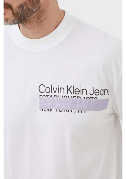 Logolu Bisiklet Yaka Pamuk Oversize T Shirt J30J323522YAF Erkek T Shirt J30J323522 Yaf indirimleri