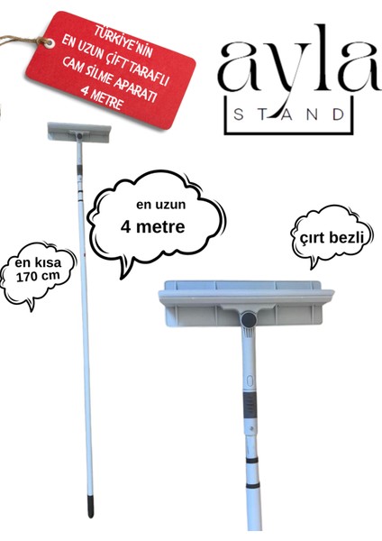 Türkiyenin En Uzun Teleskopik Çekçekli Pencere Temizleyicisi 4 mt