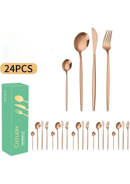 Paslanmaz Çelik Sofra Takımı 24 Parça Set 6 Porsiyon 10 Renk (Yurt Dışından)