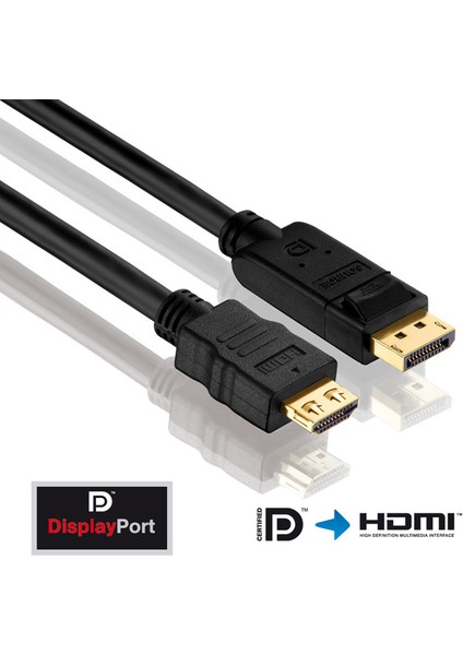 Displayport To HDMI Çevirici Dönüştürücü Kablo - 5 Metre