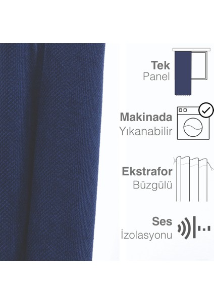 Kadife Dokulu Safir Rengi Ada Fon Perde Ekstrafor Büzgülü Dream Series modelleri