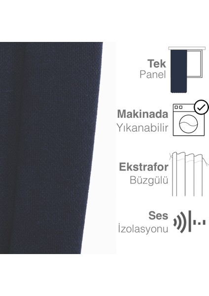 Kadife Dokulu Lacivert Ada Fon Perde Ekstrafor Büzgülü Dream Series modelleri