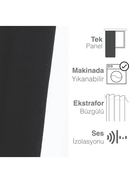 Kadife Dokulu Siyah Ada Fon Perde Ekstrafor Büzgülü Dream Series modelleri
