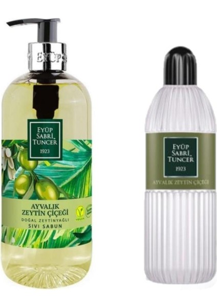 Ayvalık Zeytin Çiçeği Sıvı Sabun 500ml + Pet Şişe Kolonya 400ml 2li Set