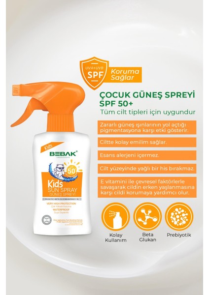 Spf 50+ Uva / Uvb Işınlarına Karşı Yüksek Etkili Çocuk Güneş Spreyi 175 ml fiyatları
