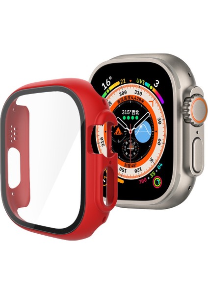 Apple Watch Ultra 49MM Ekran Koruyucu Full Glue Gard Önü Kapalı Sert Kırmızı