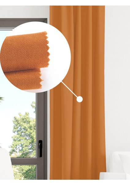 Kadife Dokulu Turuncu Ada Fon Perde Ekstrafor Büzgülü Dream Series fiyatları
