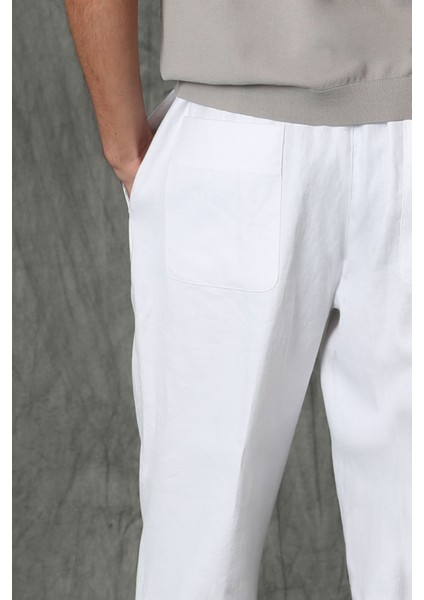 Leo Smart Erkek Chino Pantolon Tailored Fit Beyaz