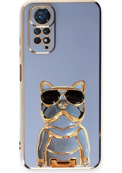 Xiaomi Redmi Note 11S Case Kılıf Kamera Korumalı Köpek Desenli Standlı Silikon Mavi