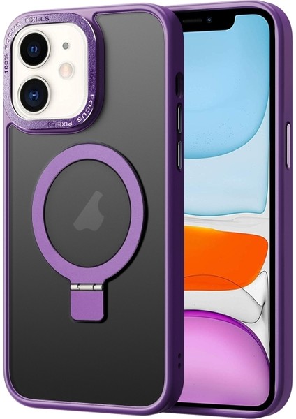 Apple iPhone 11 Case Kılıf Feel Magsafe Magnetic Stand Kapak Derin Mor
