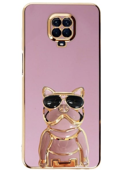 Xiaomi Redmi Note 9s Case Kılıf Kamera Korumalı Köpek Desenli Standlı Silikon Mor