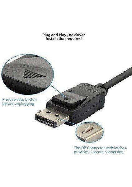 Displayport To VGA Çevirici Dönüştürücü Laptop Tv Monitör Bağlama