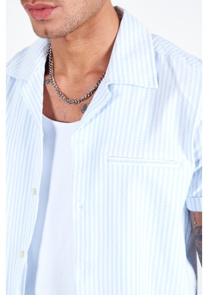 Mavi Apaç Yaka Erkek Gömlek fırsatları