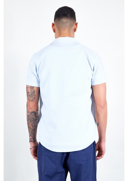 Mavi Apaç Yaka Erkek Gömlek indirimleri