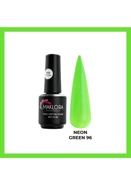 Three Step Gel Polish Kalıcı Oje 15 ml | 96 Neon Green