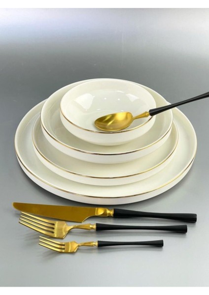 Modern Altın 6 Kişilik 24 Parça Yemek Takımı modelleri