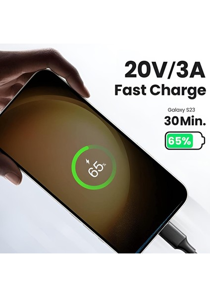 BX-UC02C 60W Type-C To Type-C Hızlı Şarj ve Data Kablosu 1 Metre Siyah