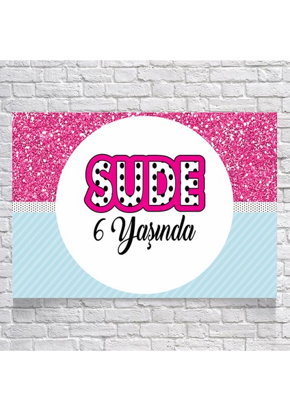 Pembe Pul Desenli Doğum Günü AFIŞI35 x 50 cm