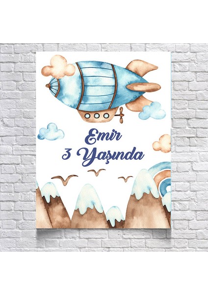 Balon Zeplin Temalı Doğum Günü AFIŞI35 x 50 cm