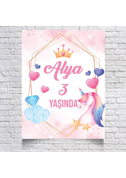 Unicorn Temalı Doğum Günü AFIŞI35 x 50 cm