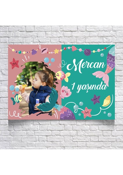 Mercan Temalı Doğum Günü Afişi RESIMLI35 x 50 cm