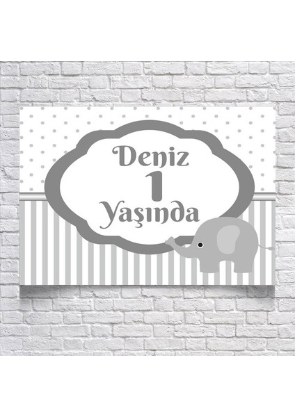 Çizgili Fil Temalı Doğum Günü AFIŞI35 x 50 cm