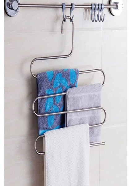 Snake 5 Kat Katlı Banyo Askısı Pantolon Eşarp Şal Askısı 5 Katlı Pantolon Eşarp Askısı 5 Katlı Askı