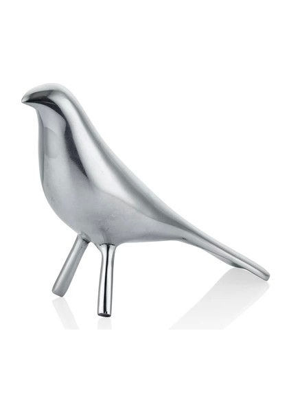 Metal Kuş Büyük Dekor Gümüş 14,5X5,5X18,5 cm