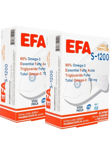 Efa S-1200 Omega 3 Takviye Edici Gıda 45 Kapsül 2 Adet