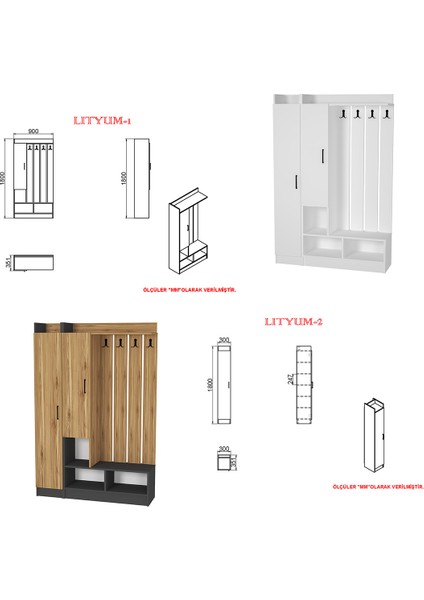 Kalender Dekor Lityum-1-2 Portmanto Vestiyer Ayakkabılık RS01