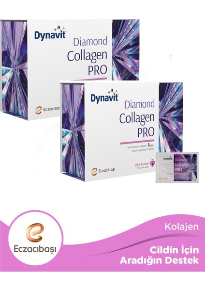 Diamond Collagen Pro Çilek Aromalı Hidrolize Balık Kolajeni 30 Saşe 2 Adet