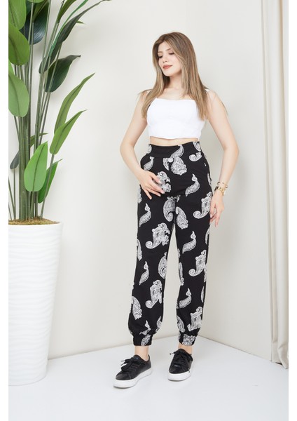 Etnik Desenli Dar Paçalı Jogger Pantolon