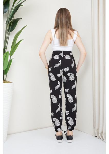 Etnik Desenli Dar Paçalı Jogger Pantolon