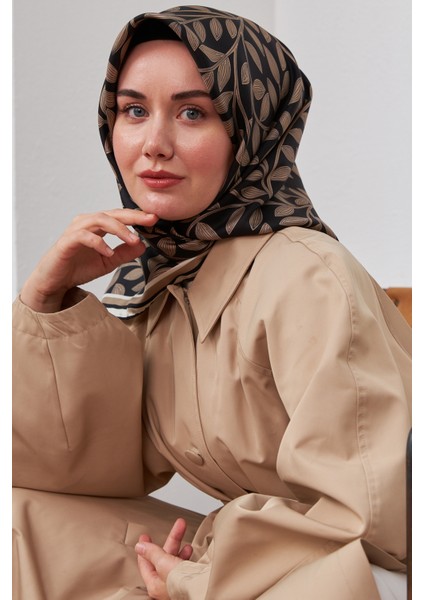 Silk Home Ipek Eşarp Twill Siyah Vizon