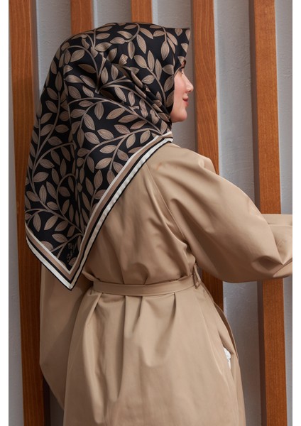 Silk Home Ipek Eşarp Twill Siyah Vizon
