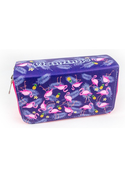 Kalem Kutusu Flamingo Kawaii Desen Orginazer Üç Bölmeli (Kalemlik)