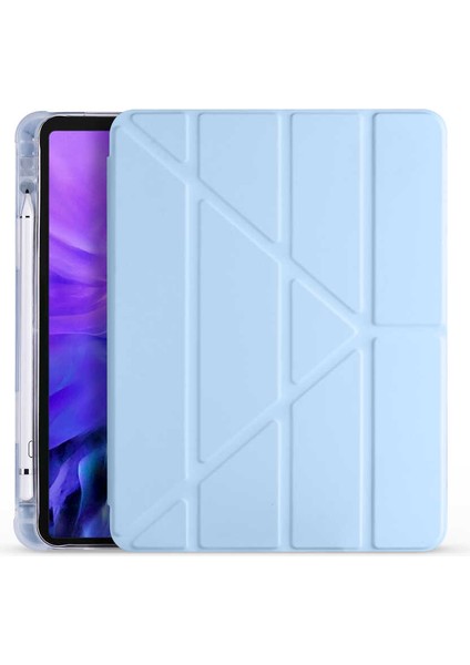 Xiaomi Mi Pad 5 Kılıf Standlı Katlanabilir Pu Silikon Tf1 Mavi