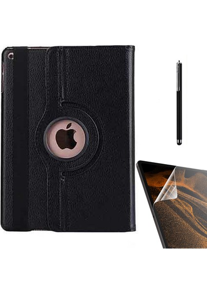 Apple iPad Pro 10.5 7.nesil Kılıf Kapaklı Standlı 360 Dönebilen Koruma DN22 + Nano + Kalem Siyah