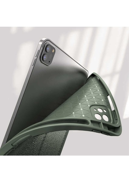 Apple iPad Pro 12.9 2021 5.nesil Kılıf Deri Görünümlü Kapaklı Standlı Kalem Bölmeli W2 Siyah