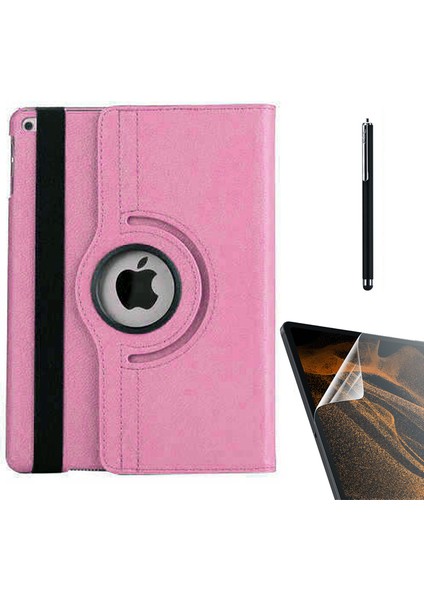 Apple iPad 10.2 2021 9.nesil Kılıf Kapaklı Standlı 360 Dönebilen Koruma DN22 + Nano + Kalem Pembe