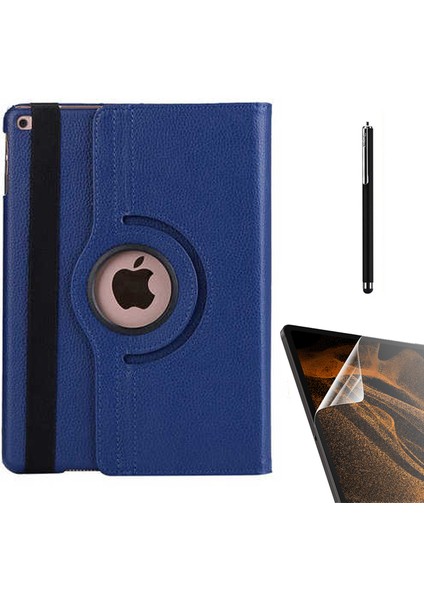 Apple iPad 10.2 2021 9.nesil Kılıf Kapaklı Standlı 360 Dönebilen Koruma DN22 + Nano + Kalem Lacivert