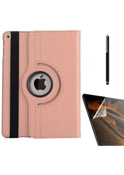 Apple iPad Pro 10.5 7.nesil Kılıf Kapaklı Standlı 360 Dönebilen Koruma DN22 + Nano + Kalem Bronz