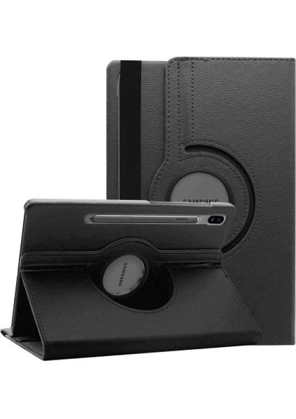 Samsung Galaxy Tab S7 Fe T736 Kılıf Kapaklı Standlı 360 Dönebilen Koruma Dn2 Siyah