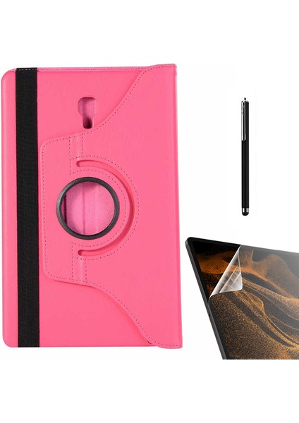 Samsung Galaxy Tab S4 T830 Kılıf Kapaklı Standlı 360 Dönebilen Koruma DN22 + Nano + Kalem Pembe Koyu